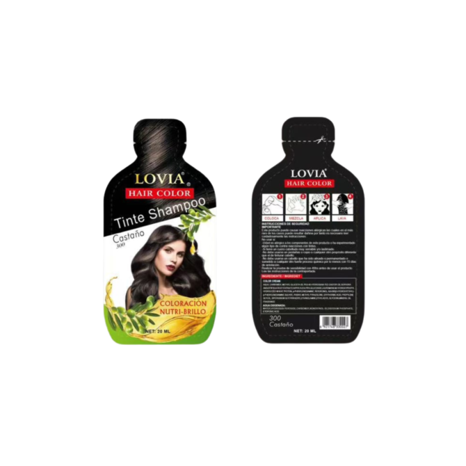 Tinte Shampoo Lovia Castaño 20 ml En Sobre