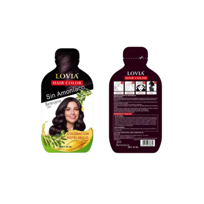Tinte Shampoo Lovia Berengena 20 ml En Sobre