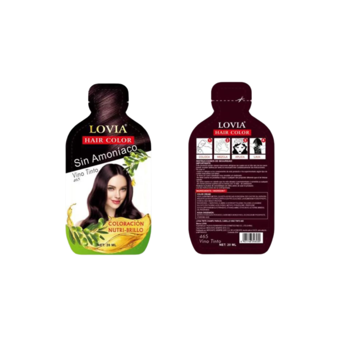 Tinte Shampoo Lovia Vino Tinto 20 ml En Sobre