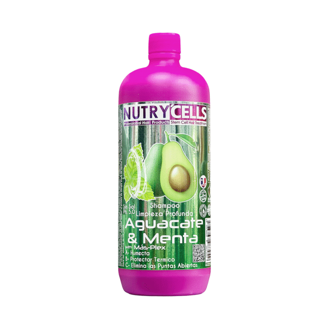 Shampoo Sin Sal Limpieza Profunda Nutrycells De Aceite Aguacate y Menta 1L