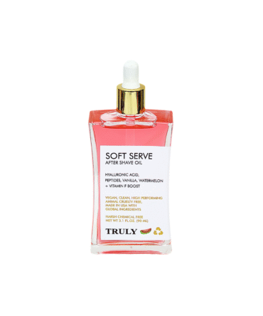 Aceite Soft Serve Truly aclarante íntimo para después del afeitado 90 ml fragancia a patilla con vainilla