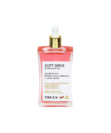Aceite Soft Serve Truly aclarante íntimo para después del afeitado 90 ml fragancia a patilla con vainilla