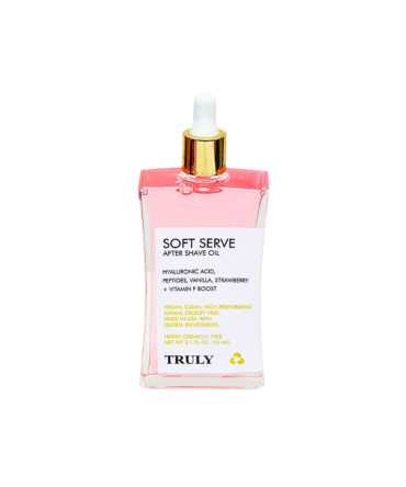 Aceite Soft Serve Truly aclarante íntimo para después del afeitado 90 ml fragancia a fresa con vainilla