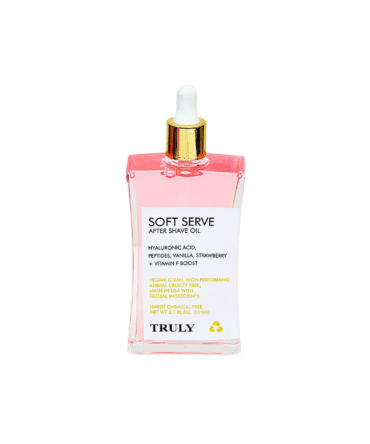Aceite Soft Serve Truly aclarante íntimo para después del afeitado 90 ml fragancia a fresa con vainilla