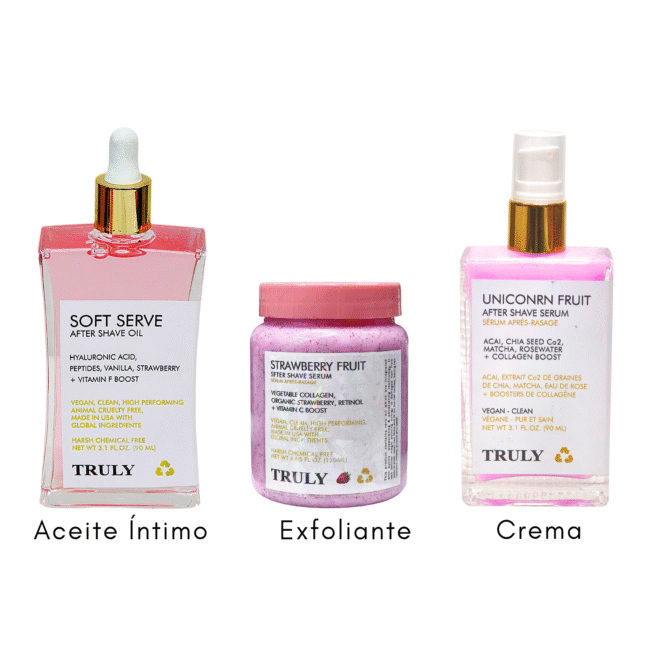 Combos Aceite Truly Exfoliante y Crema Fresa
