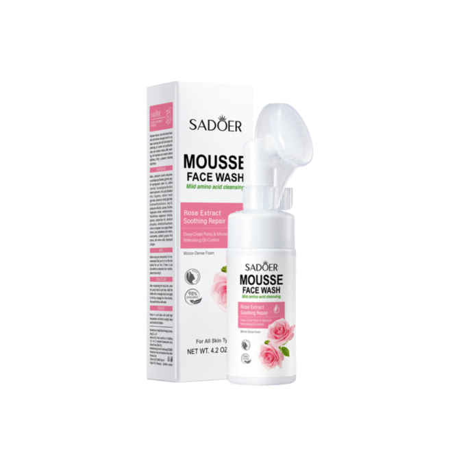 Jabón facial con cepillo Sadoer con vitamina extracto de rosa 120 ml