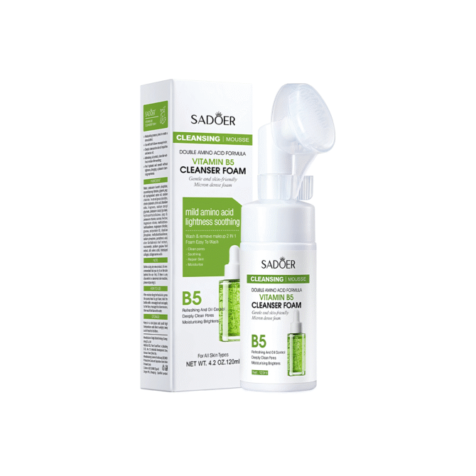 Jabón facial con cepillo Sadoer de vitamina B5 120 ml