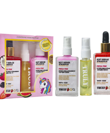Truly de fresa pink en combo crema - aceite - splash