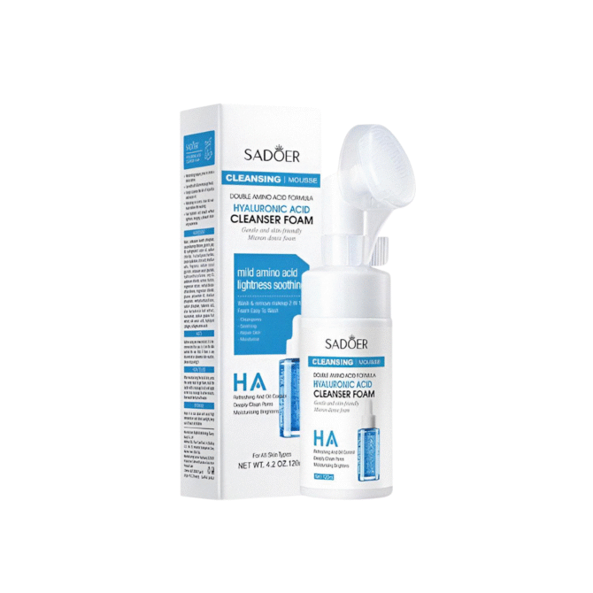 Jabón facial con cepillo Sadoer de ácido hialurónico 120 ml