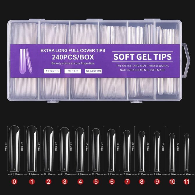 Uñas De Soft Gel Extra Largas XXL Cuadradas Completas 240 Piezas