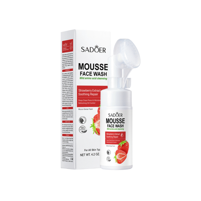 Jabón facial con cepillo Sadoer con extracto de fresa 120 ml